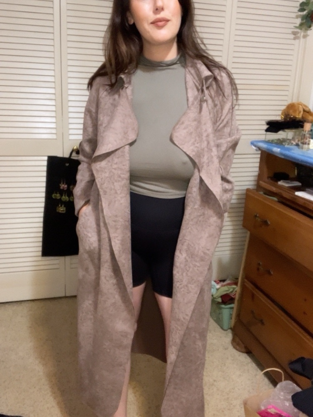 Lucy Paris Taupe Wrap Trench Coat with Belt